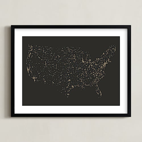 This is a midnight art with standard by Jessie Steury called usa night sky map