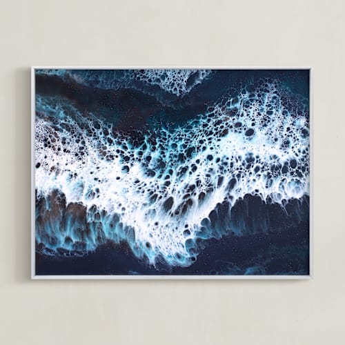 This is a deep blue art with standard by Christa Dominguez called crash ii