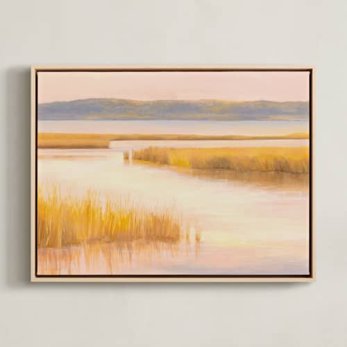 This is a gold art with standard by Stephanie Checton called golden hour at sandy hook bay i