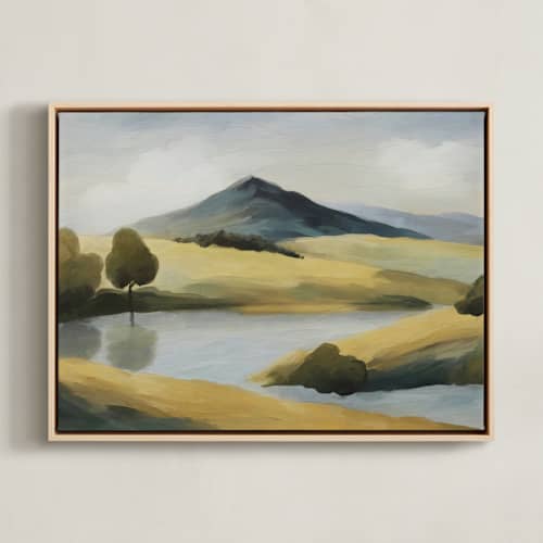 This is a slate teal art with standard by Corrina Reid called blue mountain