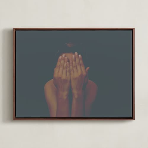 This is a prussian blue art with standard by Maja Cunningham called i don't like my picture taken