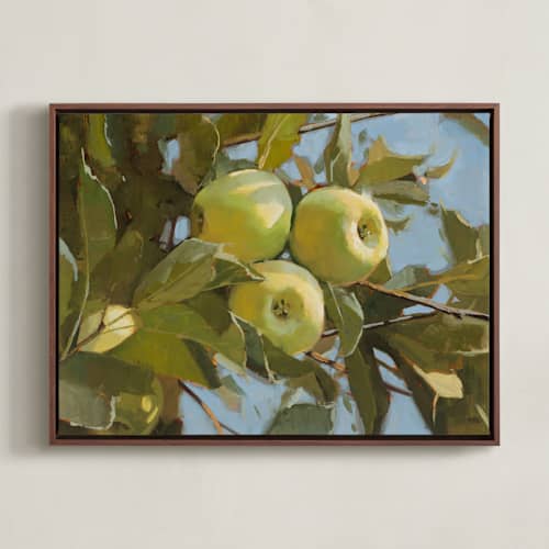 This is a green apple art with standard by Rachel Nelson called the tree amigos