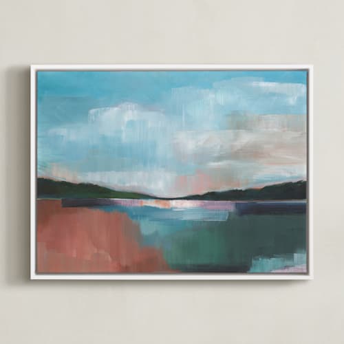This is a lake green art with standard by AlisonJerry called sunset lake