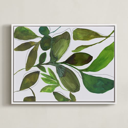 This is a olive forest art with standard by Deborah Velasquez called verdant whispers from the greenhouse