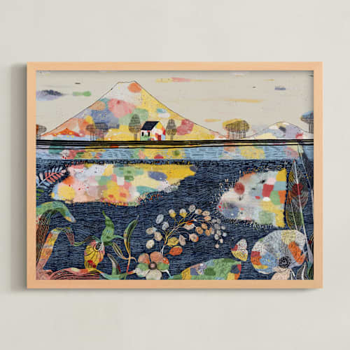 This is a polo blue art with standard by Lee-Anne Schmidt called the lake house