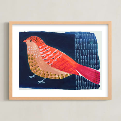 This is a petrol, rose, coral and mustard kids wall art with standard by Victoria Johnson called still 3