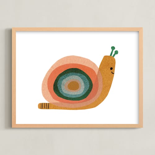 This is a apricot kids wall art with standard by Carrie Moradi called paper snail
