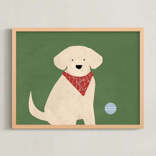 This is a shamrock green kids wall art with standard by Jen Tips called fetch 1