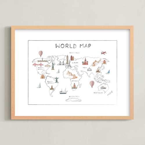 This is a ice kids wall art with standard by Teju Reval called travel world map