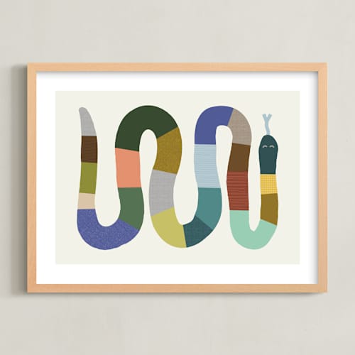 This is a muted multi art with standard by Kelly Watkins called quilted snake