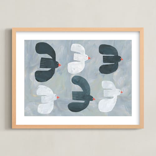 This is a moonlit harbor blue art with standard by Alicia Abla called soar