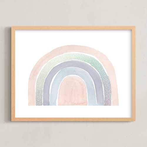 This is a rose blossom nursery wall art with standard by Kate Ahn called pastel rainbow