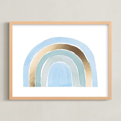 This is a ocean blue nursery wall art with standard by Kate Ahn called pastel rainbow