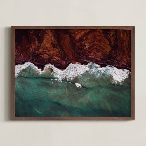This is a sea green art with standard by Jenn Lampl called mountain tide