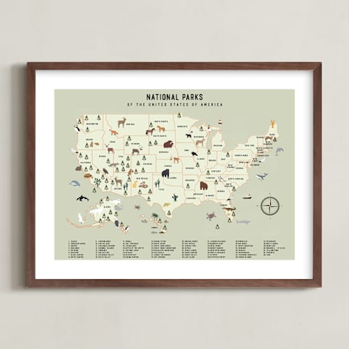 This is a adventure green kids wall art with standard by Sherley Ferreira called national parks of usa