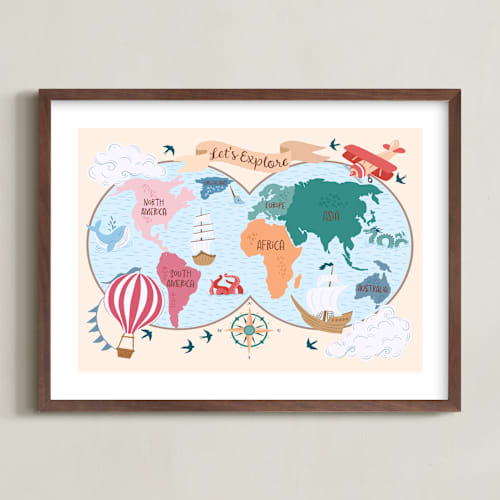 This is a apricot kids wall art with standard by DorothyDear Creations called exploration map