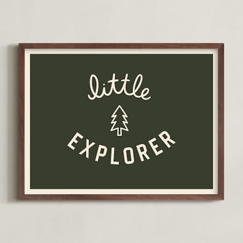 This is a pine green art with standard by Darby McGuire called little explorer flag