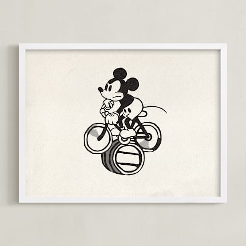 This is a craft disney art with standard by Sumak Studio called mickey is riding the bicycle backwards