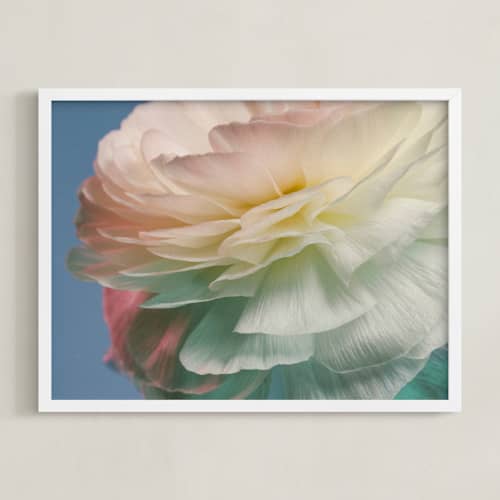 This is a blue art with standard by Elena Kulikova called delicate ranunculus flower