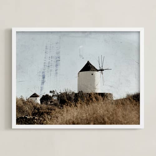 This is a santorini blue art with standard by Heather Deffense called gavrilos