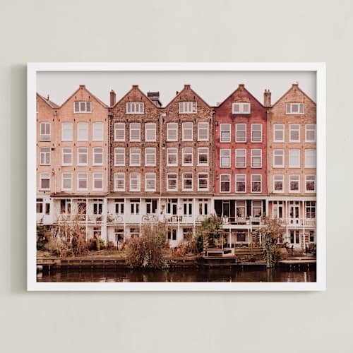 This is a taupe art with standard by Emanuela Carratoni called harmonious gables of amsterdam
