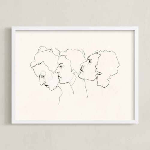 This is a eggshell white art with standard by Kirsta Benedetti called three faces
