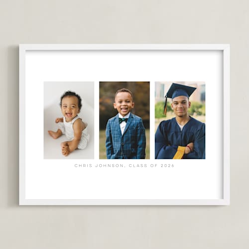 This is a brass photo art with standard by Lucrecia Caporale called three photo: landscape framed photo