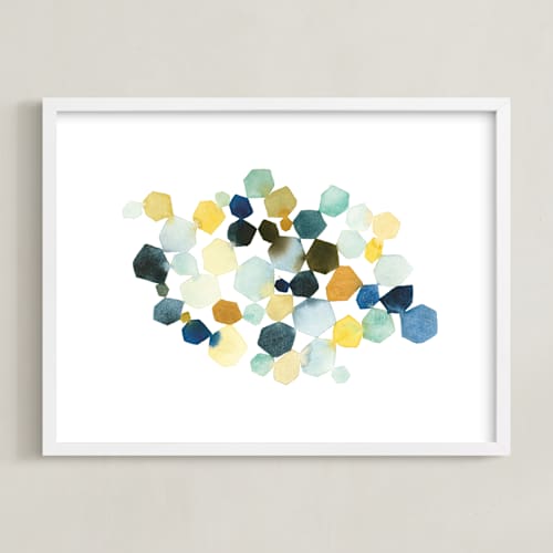 This is a yellow art with standard by Yao Cheng Design called hexagon cluster ii