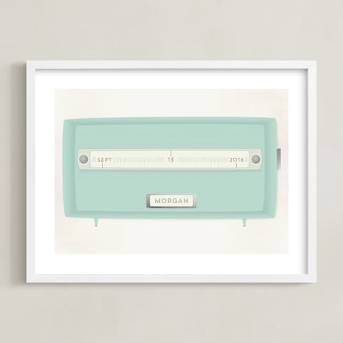 This is a robin's egg personalized art for kids with standard by Grace Kreinbrink called vintage radio