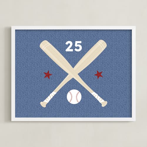 This is a denim personalized art for kids with standard by Pinky Diamond Studio called little slugger series 3