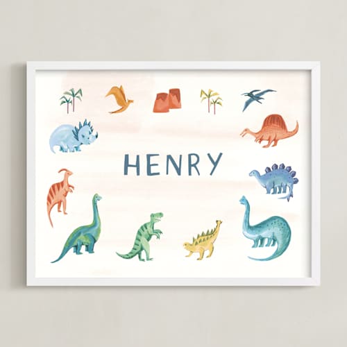 This is a amber personalized art for kids with standard by Teju Reval called dino friends