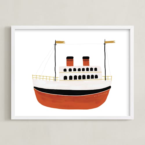 This is a crimson personalized art for kids with standard by Maja Cunningham called schooner ii