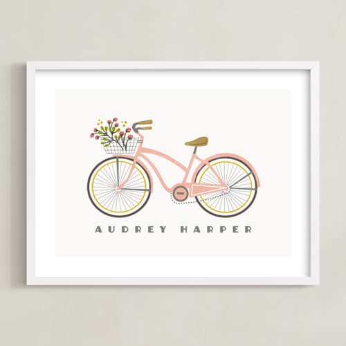 This is a blush personalized art for kids with standard by Karidy Walker called beach cruiser