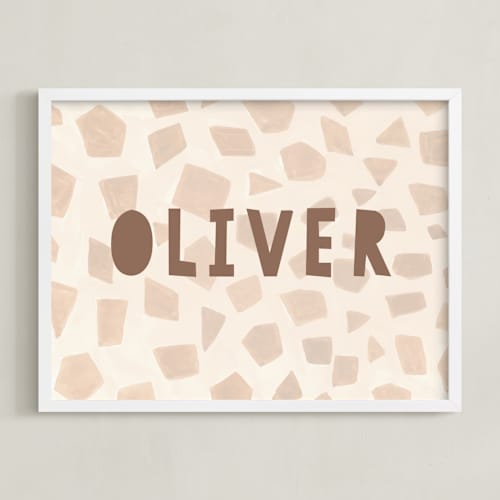 This is a brown personalized art for kids with standard by Teju Reval called safari friends 2