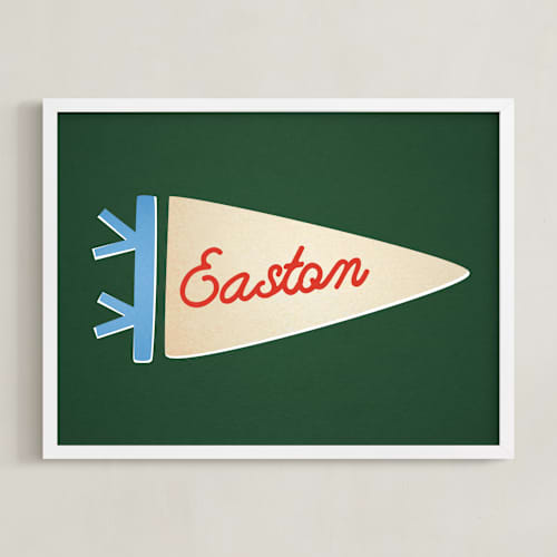 This is a forest personalized art for kids with standard by Amy Kross called proud pennant