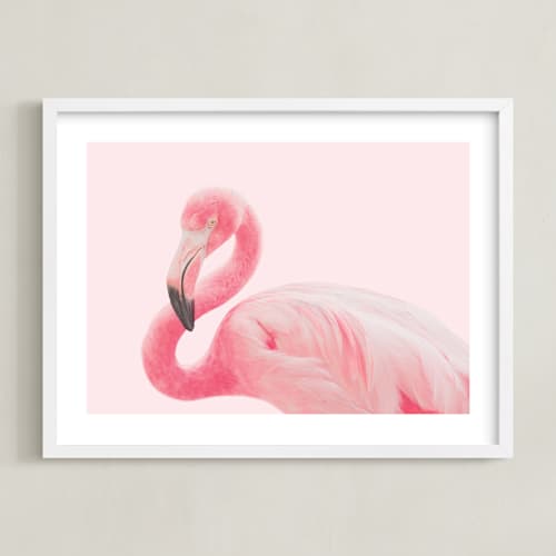 This is a parfait pink kids wall art with standard by Rega called flamingo portrait iii