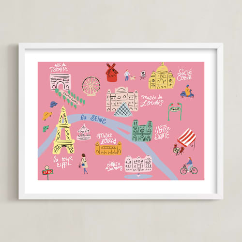 This is a rose kids wall art with standard by Jenna Holcomb called paris map