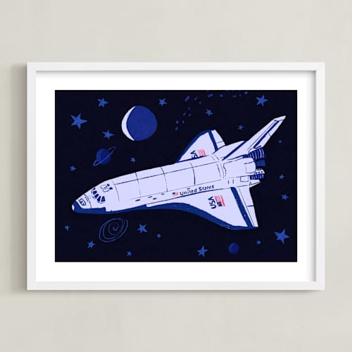 This is a galaxy kids wall art with standard by Stefanie Lane called space shuttle