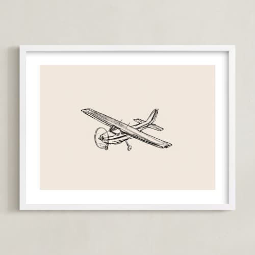 This is a beige kids wall art with standard by Katie Mulder called take flight loose sketch 1