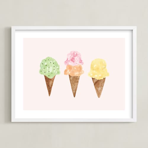 This is a blush kids wall art with standard by Beth Schneider called ice cream party