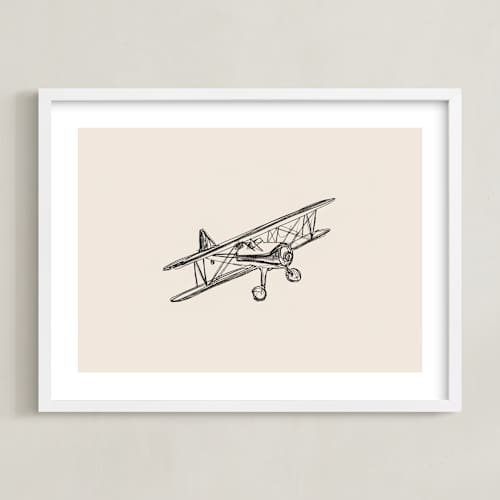 This is a beige kids wall art with standard by Katie Mulder called take flight loose sketch 3