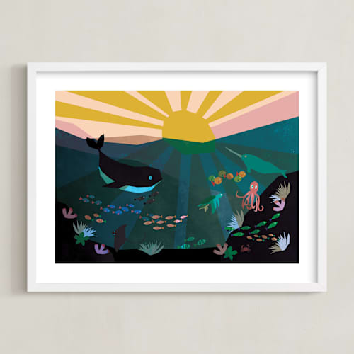 This is a ocean kids wall art with standard by Morgan Kendall called underwater sunset