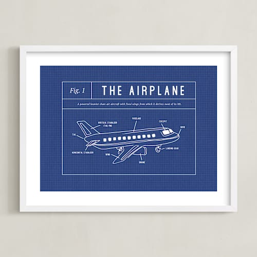 This is a blueprint kids wall art with standard by Meggy Masters called airplane blueprint