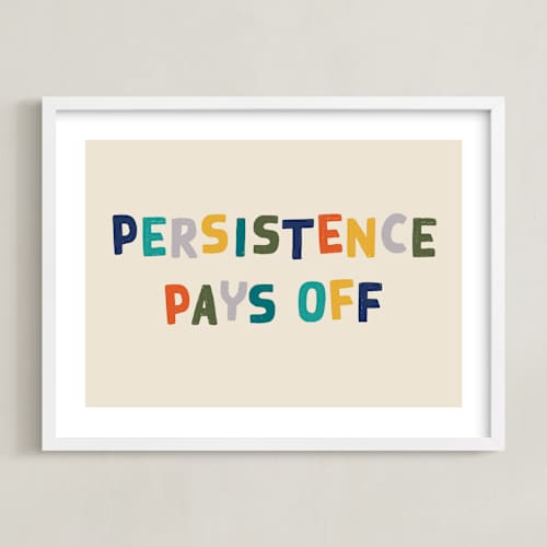 This is a camp teal kids wall art with standard by Keen Peachy called persistence pays off