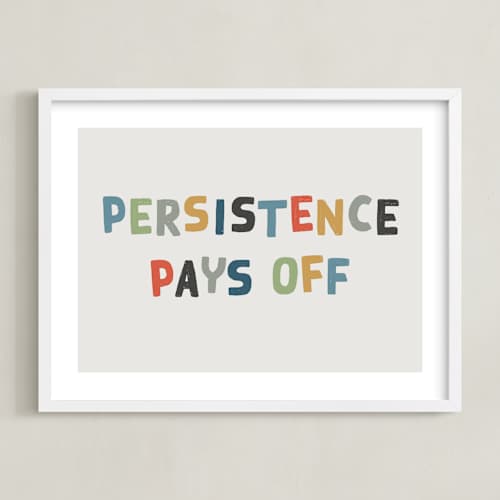 This is a charcoal kids wall art with standard by Keen Peachy called persistence pays off