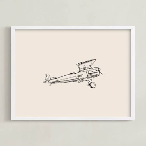 This is a beige kids wall art with standard by Katie Mulder called take flight loose sketch 2