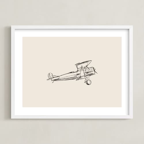 This is a beige kids wall art with standard by Katie Mulder called take flight loose sketch 2