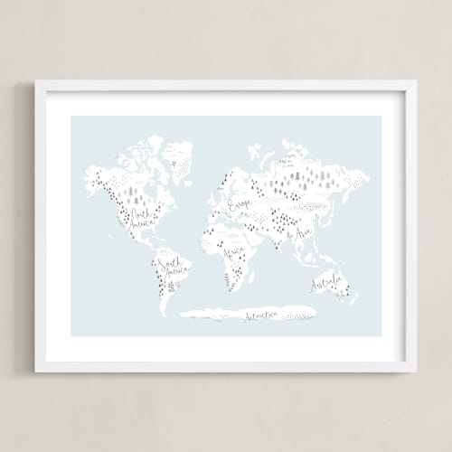 This is a soft sky kids wall art with standard by Jessie Steury called beautiful world map