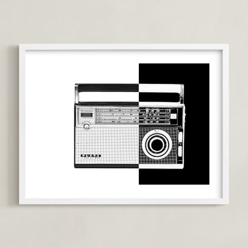 This is a black & white art with standard by Jonathan Brooks called two-tone transistor radio