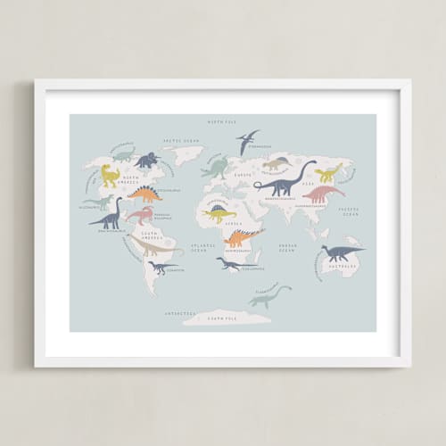 This is a ocean blue art with standard by Teju Reval called dino world